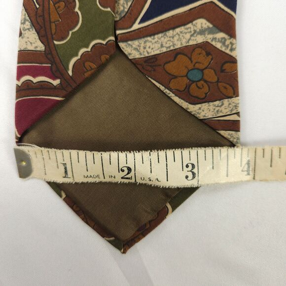 Ted Lapidus Abstract Floral Geometric Silk Tie 57" x 3.75" Made in Italy - Picture 4 of 5